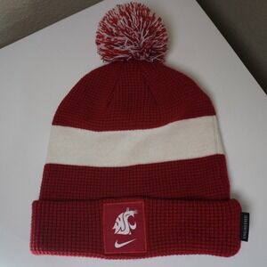 Nike WSU Cougars Pom Beanie Red White Knit Cap One Size Fits Most